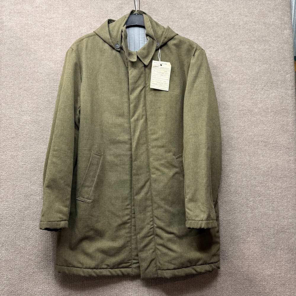 Vintage Czech Military Parka Hooded Quilted L Jacket Olive Green Deadstock NWT